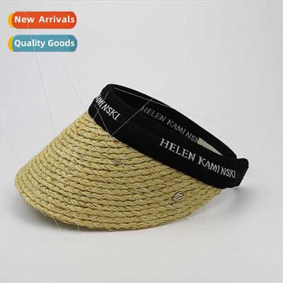 Japanese fine raffia weaving hollow top hat female Korean le