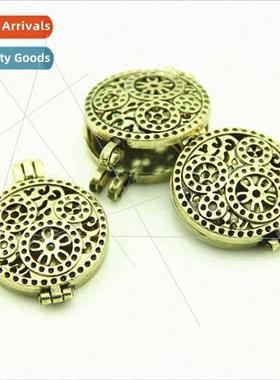 Openable Vintage Antique Gold Round Gear Type Photo Box Pend