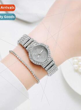 New ladies full diamonds steel bwatch set Korean  nd women q