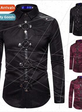 Men shirts 2019 winter new men gothic rivets casual long-sle