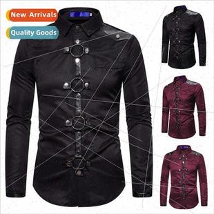Men shirts 2019 winter new men gothic rivets casual long-sle
