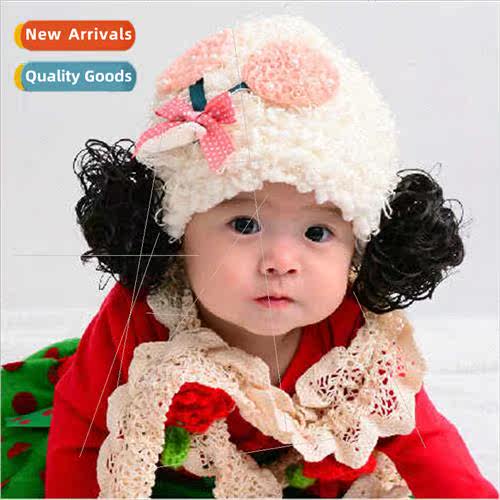 Autumn winter cute baby girl children set head cap pearl bow