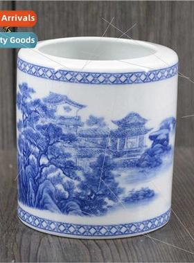Ceramic crafts gxi angbai Ink painting pen holder Ornaments