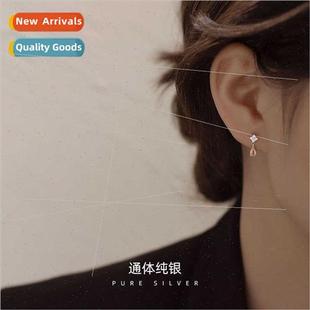 S925 silver gold-plated earrings female light orange water d