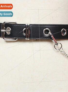 Black ins fire round ring ladies belt chain Europe Fan hollo