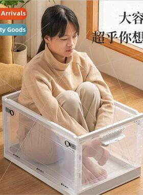 Foldable storage box transparent household clothes 88L large