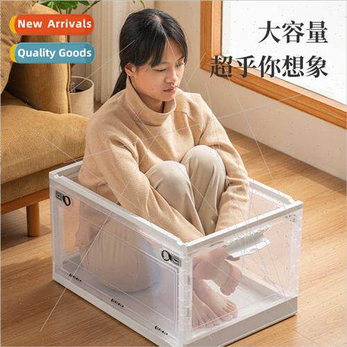 Foldable storage box transparent household clothes 88L large