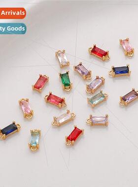14K color rectangle color zirconia single and double pendant