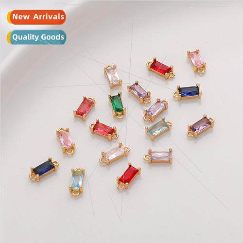 14K color rectangle color zirconia single and double pendant