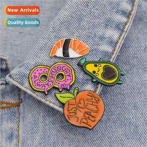 New brooch  American creative cute donut cartoon peach avoca