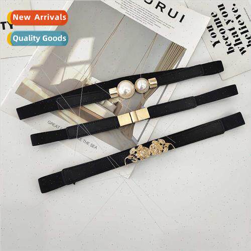 Square buckle pearl belt female decorative waist seal skirt