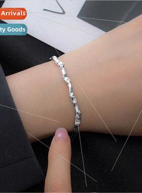 S925 silver bracelet female Korea simple irregular water rip