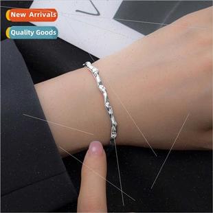 female Korea simple S925 water bracelet irregular rip silver