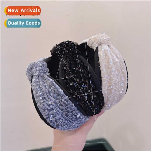 Gray often love a sequins high skull top twisted wide hairpi