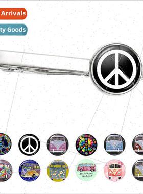 New Peace gn Set Jewellery Tie Clip Hippie Peace gn Bus Tie