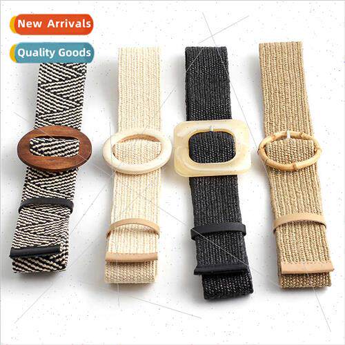 Summer beach PP grass weaving fashion versatile belt Korean