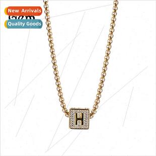 Hip Square Gold Plated Alphabet Necklace New Hop Pendant