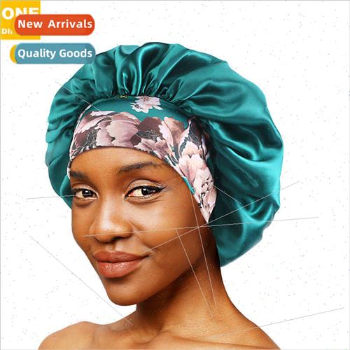 Ethnic Printed Stchy Wide-Brimmed Satin Sleeping Cap Hair Ca