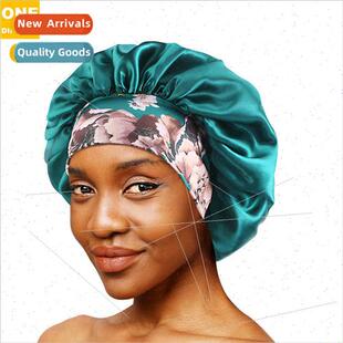 Ethnic Printed Stchy Wide-Brimmed Satin Sleeping Cap Hair Ca