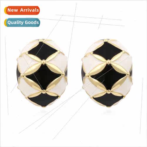 New simple drip oil enamel earrings retro geometric hollow c