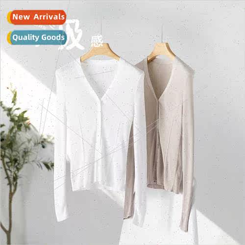 2024 Autumn Winter New Mulberry lk Cardigan Thin simple long