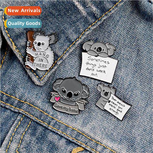 save my home cute koala brooch pin wh cowboy badge student c