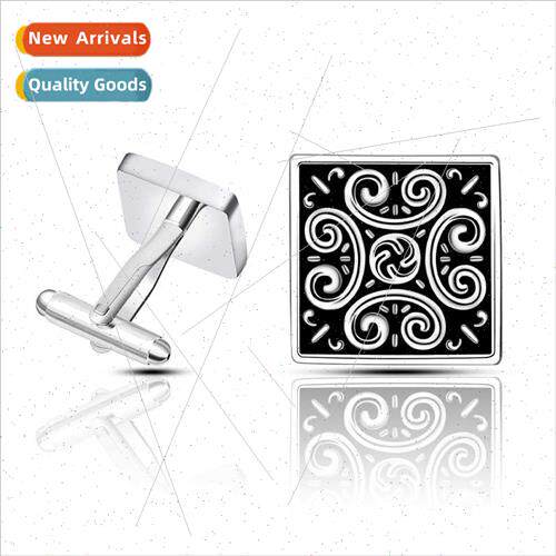 New creative square stripes black lacquer cufflinks men Fren