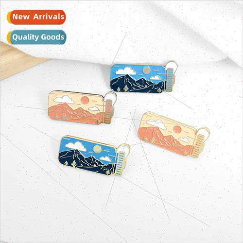 New cartoon outdoor landscape clouds mountain alloy brooch c