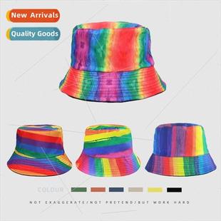 colour rainbow blocking fisherman Reversible hat wearable