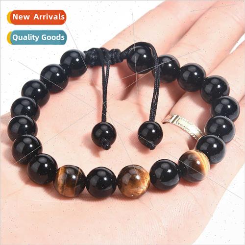 New 10MM Obsidian Onyx Tiger Eye Handmade Men Bracelet  Amer