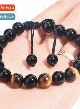 New 10MM Obsidian Onyx Tiger Eye Handmade Men Bracelet  Amer
