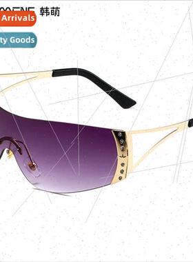 Europe rimless Y2K one-piece fashion sports mirror Millenniu