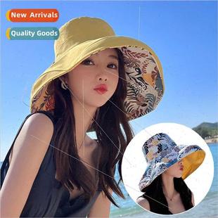 female fashion oversized new brim wear hat sides Korean two
