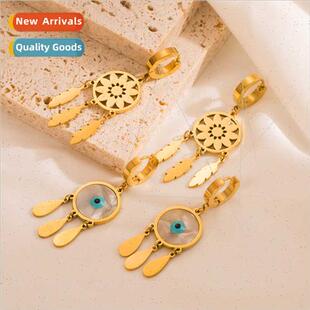 Ins wind fashion tanium steel earrings 18k gold dream catche