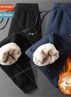 M-8XL extra large size padded thickened lamb wool pants men