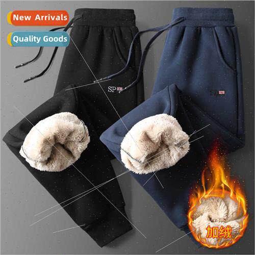M-8XL extra large size padded thickened lamb wool pants men