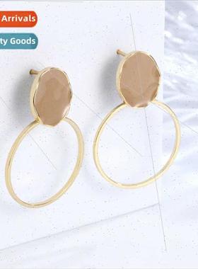 925 silver needle country geometric circle earrings female s