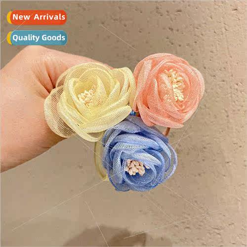 ttle girl cute flowers leather band children hair rope girls