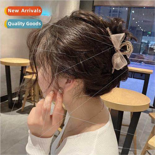 new bow rhinestone hair clips simple Korean ribbon bangs gra
