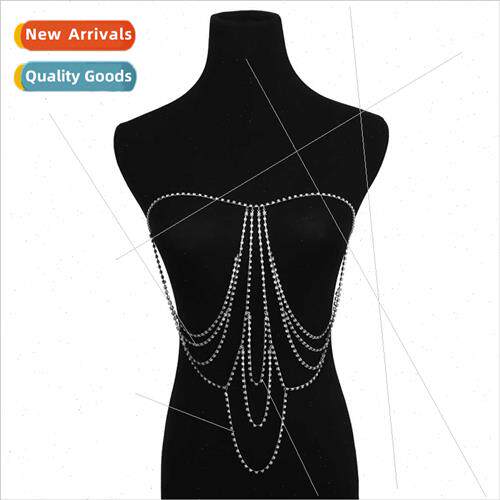 Europe Summer Geometric Rhinestone Body Chain Bikini Clothin