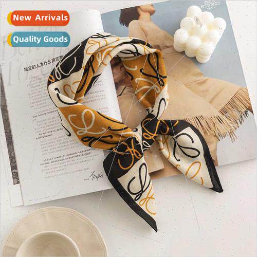 Fresh sweet simulation silk scarf elegant temperament small