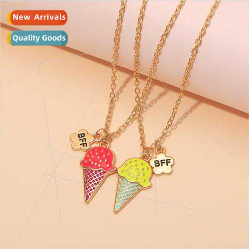 cartoon children ice cream necklace BFF good friends alloy o