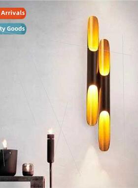 -modern slant mouth aluminum cylinder wall lamp living room