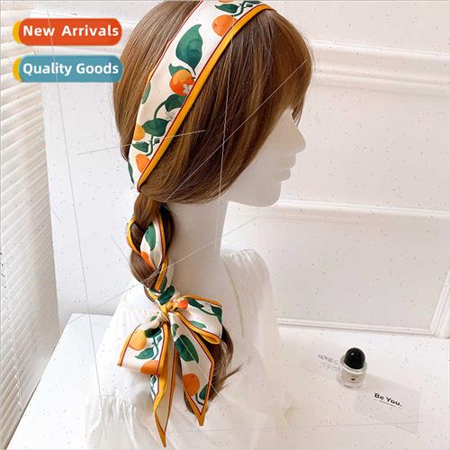 New frus thin narrow medium-length French silk scarf women h