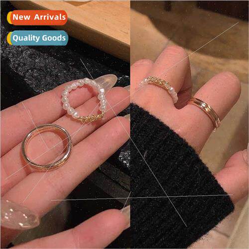 ins Korea hundred match cold wind simple stacking finger rin