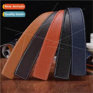 Men leather belt tchi grain smooth buckle belt strip cowhide