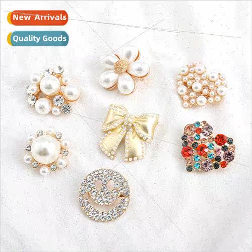 New Korean small flower bow imation pearl brooch rhinestone