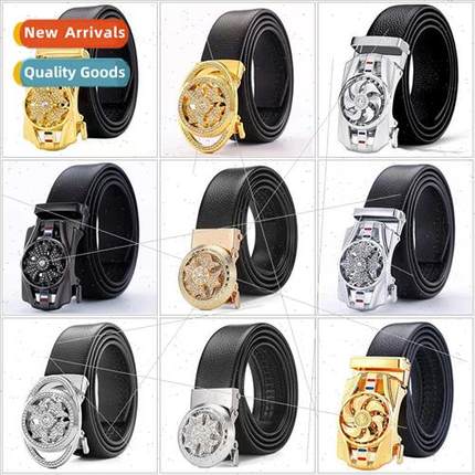 Timeless men belt rotatable automatic buckle belt versatile