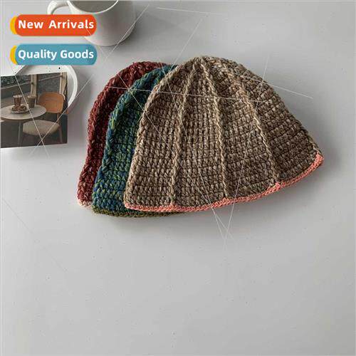 Japanese designer  collision color side knted bucket hat aut