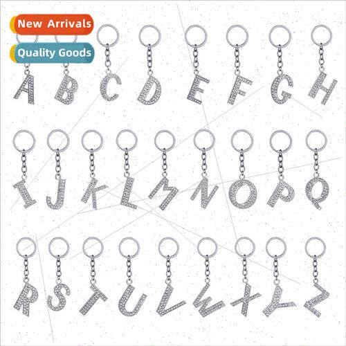 Europe 26 letters alphabet keychain alloy diamond creative j